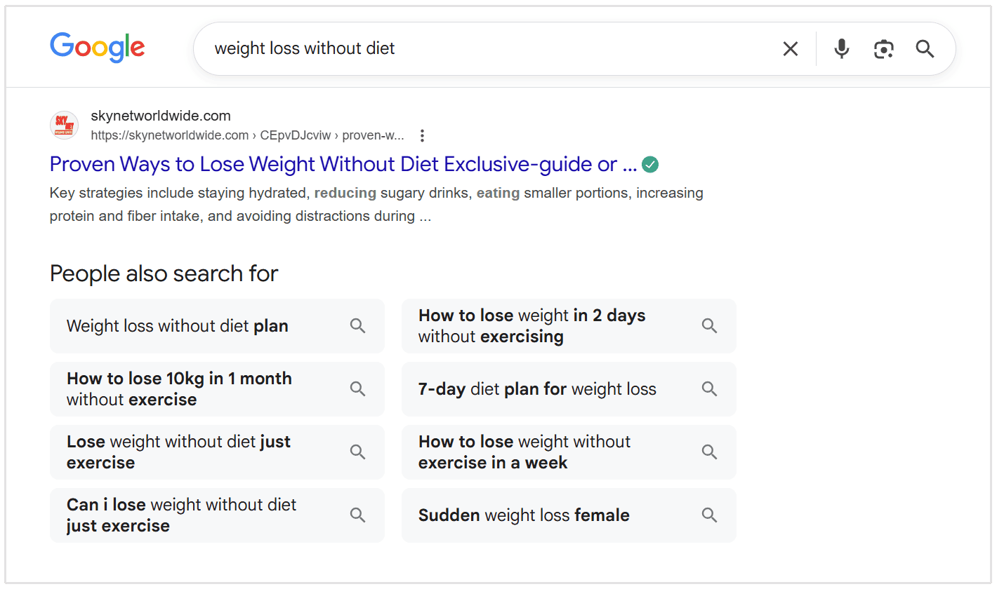 Weight loss without diet PASF example